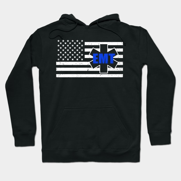 Paramedic Flag - Thin White Line Flag - Emergency Medical Technician Hoodie by bluelinemotivation